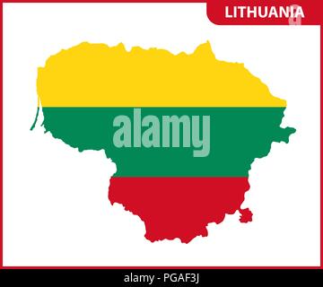 The detailed map of Lithuania with National Flag Stock Vector