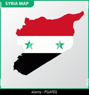 The detailed map of Syria with National Flag Stock Vector