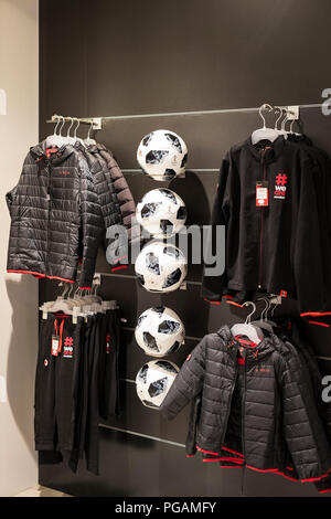 7 JUNE 2018, MILAN, ITALY: Official Store FC Inter Milan and Milan ,  clothing and footwear team of souvenirs and paraphernalia for fans of the  team an Stock Photo - Alamy