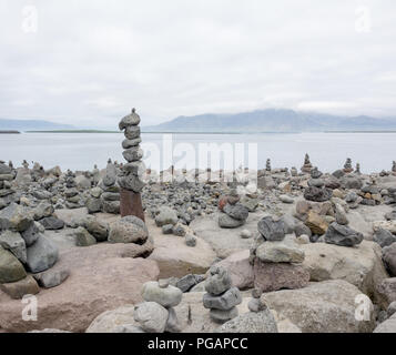Pile of stones in Reykjavik Stock Photo