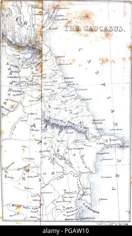 August von Haxthausen. Transcaucasia. The Caucasus map. Stock Photo