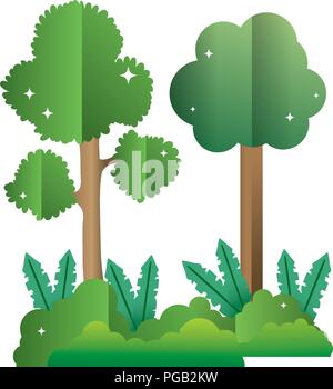 Pretty forest trees bushes plants art vector Stock Vector Image & Art ...