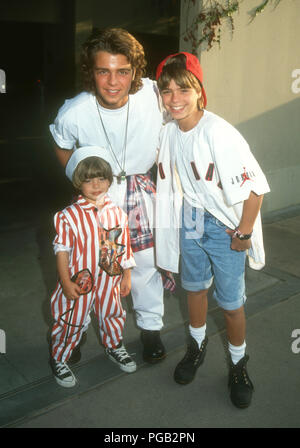 WESTWOOD, CA - AUGUST 3: (L-R) Actors/brothers Andrew Lawrence, Joey Lawrence and Matthew Lawrence attend 'An Evening at the Net' Tennis Tournament to Benefit Revlon/UCLA Women's Cancer Research on August 3, 1992 at UCLA's Los Angeles Tennis Center in Westwood, California. Photo by Barry King/Alamy Stock Photo Stock Photo