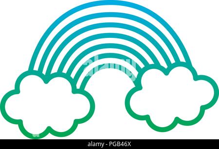 degraded line nature beauty rainbow and fluffy clouds Stock Vector