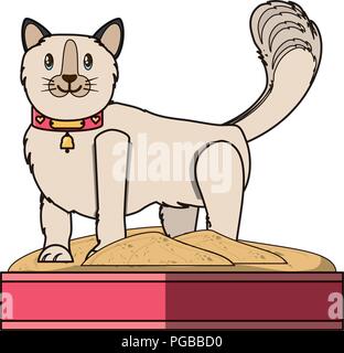 cute kitty in a littler box over white background, colorful design. vector illustration Stock Vector