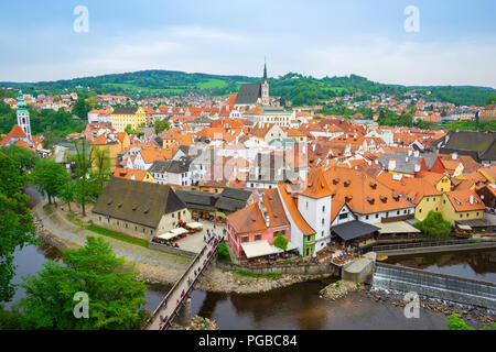 Cesky Krumlov city skyline in Czech Republic. Stock Photo