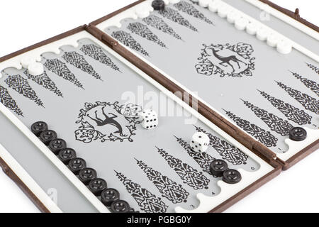 Portable backgammon isolated on a white background Stock Photo
