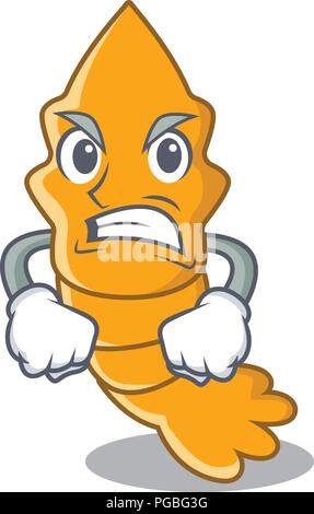 Angry cooked shrimps isolated on mascot cartoon vector illustration Stock Vector