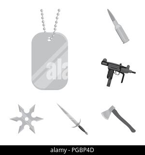 Types of weapons monochrome icons in set collection for design.Firearms and bladed weapons vector symbol stock  illustration. Stock Vector
