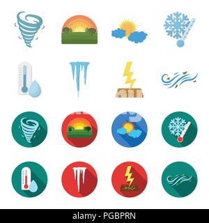Humidity, icicles, thunderbolt, windy weather. Weather set collection icons in cartoon,flat style vector symbol stock illustration . Stock Vector