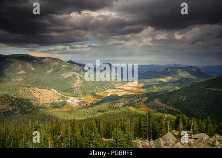 View over the Rocky Mountains from Rainbow Curve in the Rocky Mountain National Park, Colorado, USA Stock Photo