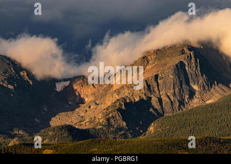 Cloud covered peaks of the Rocky Mountains, Colorado, USA Stock Photo