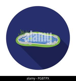 Pond icon in flat style isolated on white background. Park symbol vector illustration. Stock Vector