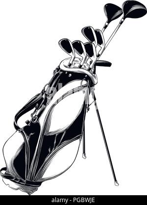 Golf bag linear icon. Thin line illustration. Golf clubs in bag contour  symbol. Vector isolated outline drawing Stock Vector Image & Art - Alamy