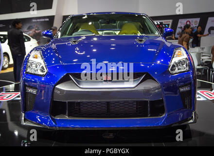 Bangkok, Thailand - August 22, 2018: Nissan GTR model 2019 presented in Big Motor Sale 2018 Stock Photo