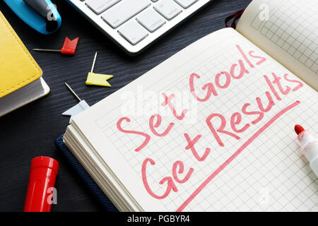 Set Goals, Get Results written in the note. Motivation. Stock Photo