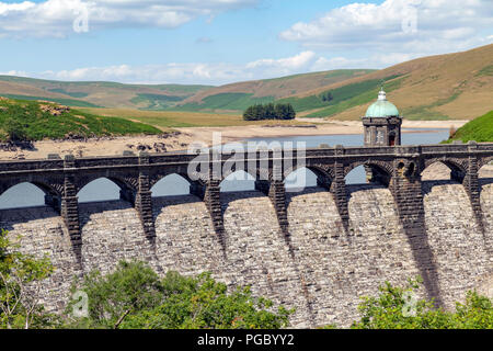 Craig Goch Dam/Reservoir in the Elan Vally, dam arches and walls that normally have water flowing are dry Stock Photo