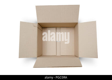 open empty paper box isolated on white with clipping path Stock Photo