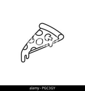 Pizza slice with melting cheese linear isometric minimal vector illustration icon isolated on white Stock Vector