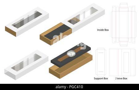 Download hard paper slide box 3d mockup with dieline Stock Vector ...