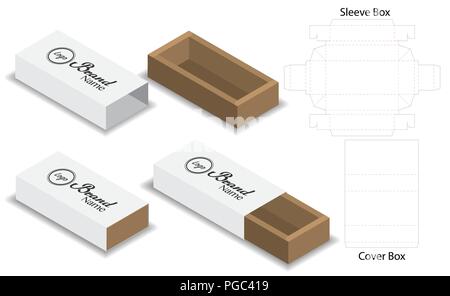 slide box die cut mock up template vector Stock Vector