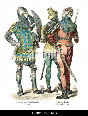 Fashion, Clothes, Knights Armor, German Tournament Costumes Around 1500 