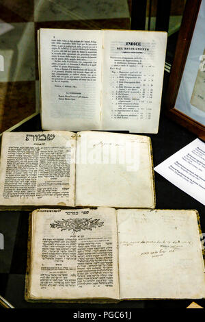 Italy Veneto Padova: Jewish museum - books of general regulations of the Jewish communities Stock Photo