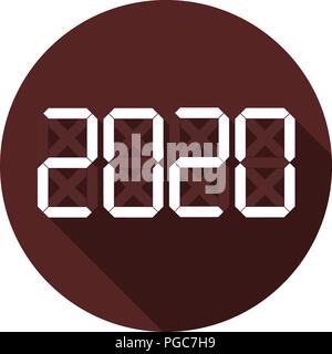 Icon with the designation of 2020. White flat number with long shadow Stock Vector