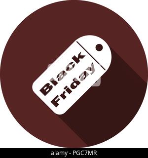 Icon of the token with the inscription Black Friday. Flat white image with a long shadow Stock Vector