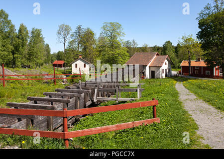 PERSHYTTAN, SWEDEN ON MAY 18, 2018. Outdoor view of the old smeltery, Iron foundry. Sunny day in May. Editorial use. Stock Photo