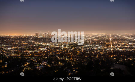 Los Angeles, United States of America - July 23, 2017:  Panoramic view of Los Angeles by night. Stock Photo