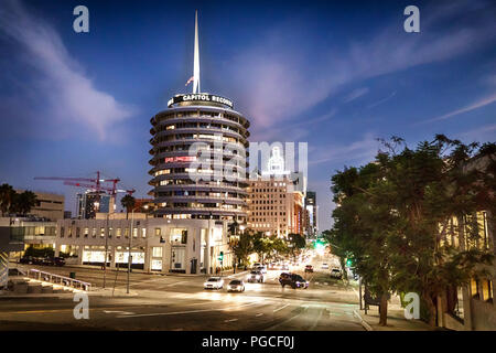 Los Angeles, United States of America - July 19, 2017: The Capitol Records building at the Hollywood district. Stock Photo