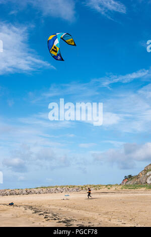 Kite surfer at West Shore beach, Llandudno, North Wales, UK Stock Photo