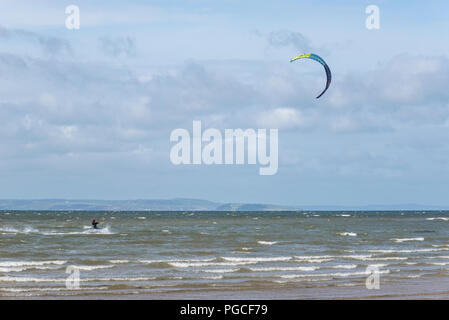 Kite surfer at West Shore beach, Llandudno, North Wales, UK Stock Photo