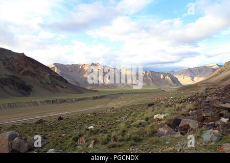 Beautiful Himalayan Mountain Ranges, Looking Beautiful with Clear Blue Sky and Whit Clouds. Stock Photo