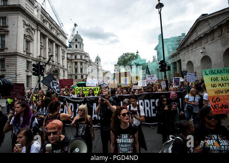 London, London, UK. 24th June, 2018. A huge crowd is seen during the march.The Official Animal Rights March is an annual vegan march founded by UK animal rights organization Surge. The march goes through the streets of London, demanding an end to all animal oppression. Credit: Brais G. Rouco/SOPA Images/ZUMA Wire/Alamy Live News Stock Photo