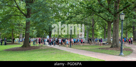 North Carolina, USA. 25 August 2018. Demonstration  at Silent Sam Statue, UNC Campus with police monitoring Credit: DavidEco/Alamy Live News Stock Photo