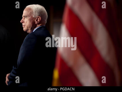 Washington, District of Columbia, USA. 12th Apr, 2011. Senator JOHN MCCAIN (R-AZ) during a news conference to introduce the 'Commercial Privacy Bill of Rights Act of 2011.' The bill establishes a framework to protect the personal information of all Americans both online and offline. Credit: Pete Marovich/ZUMAPRESS.com/Alamy Live News Stock Photo