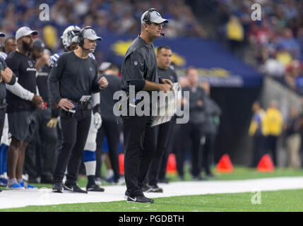 August 25, 2018: San Francisco 49ers defensive lineman Cassius Marsh (54)  during NFL football preseason game action between the San Francisco 49ers  and the Indianapolis Colts at Lucas Oil Stadium in Indianapolis