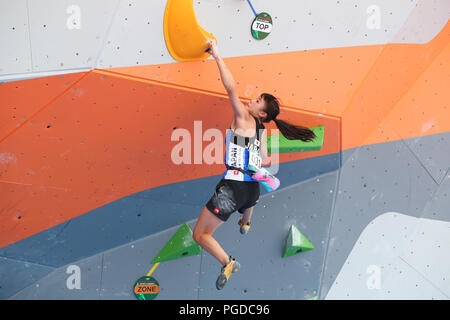 Palembang, Indonesia. 26th Aug, 2018. /Futaba Ito (JPN) Sport Climbing : Women's Combined Final Bouldering at Jakabaring Sport Center Sport Climbing during the 2018 Jakarta Palembang Asian Games in Palembang, Indonesia . Credit: Yohei Osada/AFLO SPORT/Alamy Live News Stock Photo