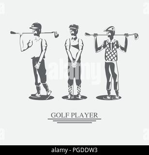 golf players in the course vector illustration design Stock Vector