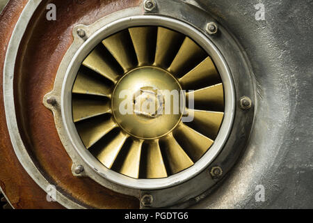 cooling fan of a old diesel engine Stock Photo