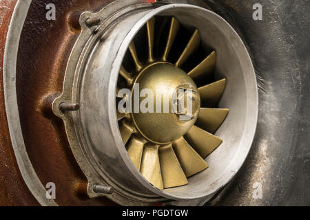 cooling fan of a old diesel engine Stock Photo
