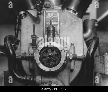 C.C. Gear on Liberty '12' Aircraft engine as used on DH4 planes. Nut on shaft removed to permit removal of cams Stock Photo