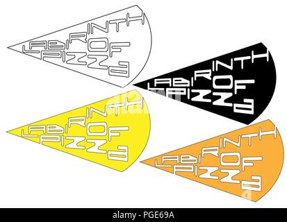 text logo pizza labyrinth minimalism art logo Stock Vector