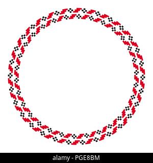 Traditional round embroidery. Vector illustration of ethnic round geometric embroidered pattern for your design Stock Vector