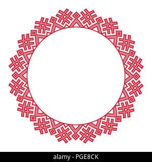 Traditional round embroidery. Vector illustration of ethnic round geometric embroidered pattern for your design Stock Vector