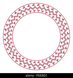 Traditional round embroidery. Vector illustration of ethnic round geometric embroidered pattern for your design Stock Vector