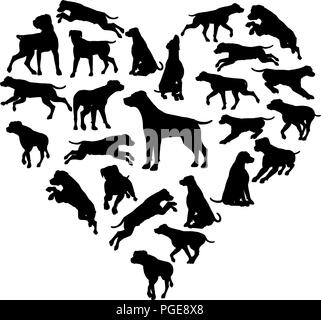 Labrador Retriever Dog Heart Silhouette Concept Stock Vector