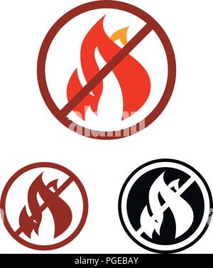 No fire and flame vector icon, prohibition and forbidden. Anti-inflammatory effect sign Stock Vector